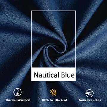 Pom Pom Curtains 95" Blue Blackout Curtains for Bedroom Living Room 95 inch Triple Weave Full Blackout Window Drapes for Hotel Men's Guest Room 52" w x2 Panels Rod Pocket Navy Royal Blue