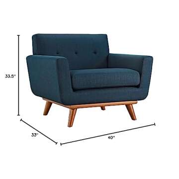 Modway Engage Mid-Century Modern Upholstered Fabric Accent Arm Lounge Chair in Azure, Armchair