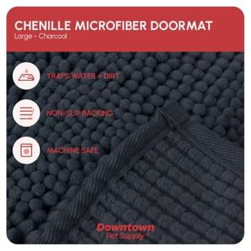 My Doggy Place Microfiber Dog Mat for Muddy Paws, 36" x 26" Charcoal - Absorbent and Quick-Drying Do...