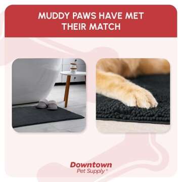 My Doggy Place Microfiber Dog Mat for Muddy Paws, 36" x 26" Charcoal - Absorbent and Quick-Drying Dog Paw Cleaning Mat, Washer and Dryer Safe - Non-Slip Rubber Backed Dog Floor Mat, Large