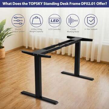 TOPSKY Dual Motor Electric Adjustable Standing Computer Desk for Home and Office (Black Frame only)