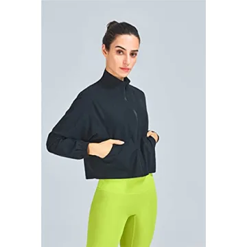 altiland Women's Zip Up Cropped Jacket for Workouts