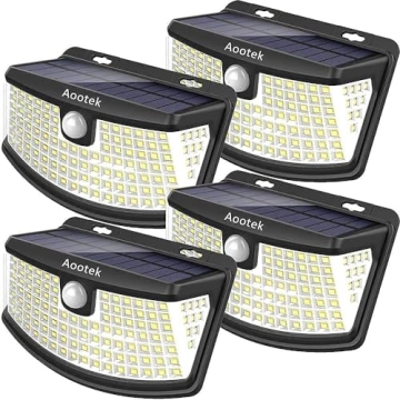 Aootek New Solar Motion Sensor Lights 120 LEDs with Lights Reflector,270° Wide Angle, IP65 Waterpro...