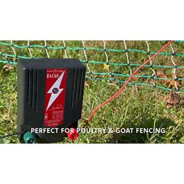 RentACoop Electric Fence Energizer (RAC60-0.6 Joules) - Plug-in Energizer for Electric Fence Netting Systems for Poultry, Chickens, Gardens, Goats, and Other Animals
