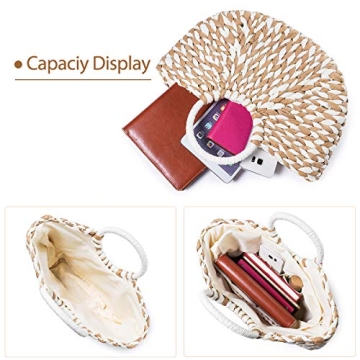 JOSEKO Summer Beach Bag, Women Straw Paper Handbag Top Handle Big Capacity Travel Tote Purse