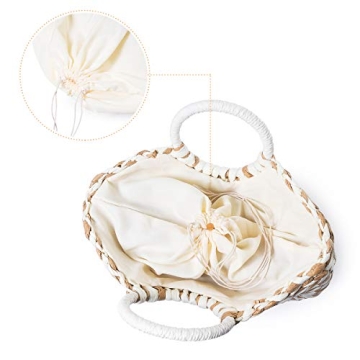 JOSEKO Summer Beach Bag, Women Straw Paper Handbag Top Handle Big Capacity Travel Tote Purse