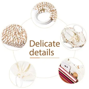 JOSEKO Summer Beach Bag, Women Straw Paper Handbag Top Handle Big Capacity Travel Tote Purse