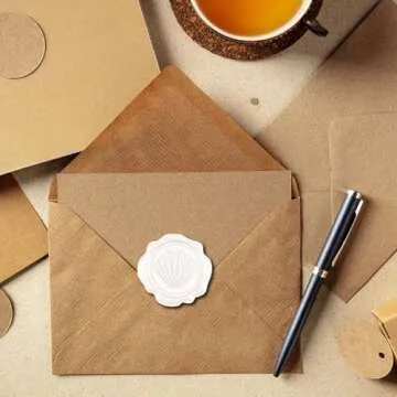 CRASPIRE 100pcs Sea Shell Wax Seal Stickers White Seashell Adhesive Envelope Sealing Stickers Ocean Vintage Decoration Stickers for Wedding Invitation Envelope Decor Birthday Party Craft Scrapbook DIY