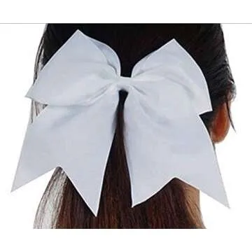 Glitter Cheer Bows - Cheerleading Softball Gifts for Girls and Women Team Bow with Ponytail Holder Complete your Cheerleader Outfit Uniform Strong Hair Ties Bands Elastics by Kenz Laurenz (1) (Pink)
