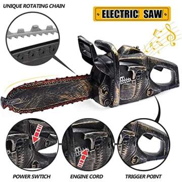 16" Bloody Rusty Electric Chainsaw - Battery Operated Chainsaw Massacre Role Play Accessory with Motion & Sound Effects for Halloween Cosplay Prop, Decorations