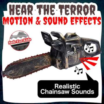 16" Bloody Rusty Electric Chainsaw - Battery Operated Chainsaw Massacre Role Play Accessory with Motion & Sound Effects for Halloween Cosplay Prop, Decorations