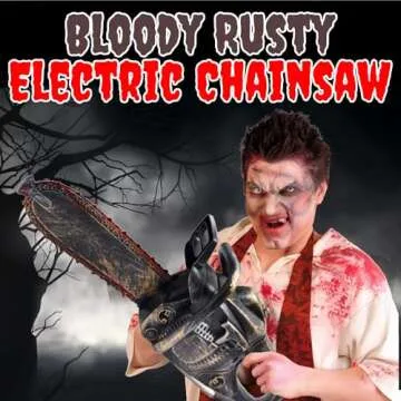 16" Bloody Rusty Electric Chainsaw - Battery Operated Chainsaw Massacre Role Play Accessory with Motion & Sound Effects for Halloween Cosplay Prop, Decorations