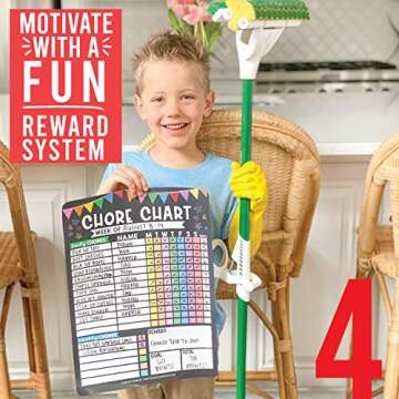 Hadley Designs Magnetic Chore Chart for Kids-12"x17" Reusable Dry Erase Responsibility Chart for Multiple Kids-Weekly Family Organizer with Reward System and Bonus Chore Guide