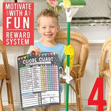 Hadley Designs Magnetic Chore Chart for Kids-12"x17" Reusable Dry Erase Responsibility Chart for Multiple Kids-Weekly Family Organizer with Reward System and Bonus Chore Guide