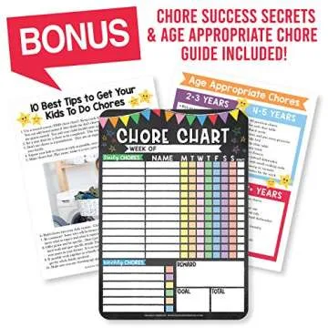 Hadley Designs Magnetic Chore Chart for Kids-12"x17" Reusable Dry Erase Responsibility Chart for Multiple Kids-Weekly Family Organizer with Reward System and Bonus Chore Guide