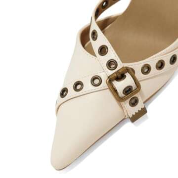 XYD Women's Fashion High Heel Pointed Closed Toe Mules with Crossover Strap Grommets