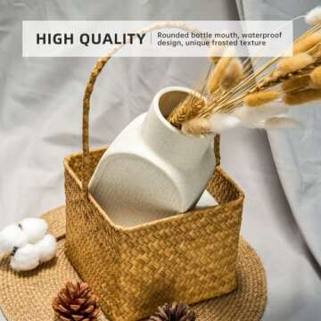 V Viatanst Nordic Ribbed Vase Set of 2, 9" Tall Ceramic Vase and 6" Small Flower Vases Minimalist Modern Decorative for Table Shelf Home Decor, Living Room Kitchen Bedroom Decorative