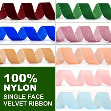 Ewaymado Coffee Velvet Ribbon 1/4 Inch x 20Yd,Great for Gift Wrapping,Hair Bows,Christmas,Wedding Pa...