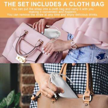 Reusable Stainless Steel Straws -16 Pack 10.5" & 8.5" Reusable Straws with 4 Straw Cleaner Brush and 16 Silicone Tips with 1 Travel Case, Eco Friendly Extra Long Metal Straws for 20 24 30 oz Tumbler