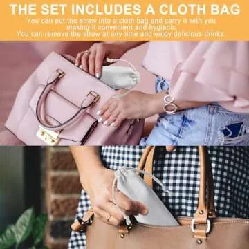 Reusable Stainless Steel Straws -16 Pack 10.5" & 8.5" Reusable Straws with 4 Straw Cleaner Brush and 16 Silicone Tips with 1 Travel Case, Eco Friendly Extra Long Metal Straws for 20 24 30 oz Tumbler