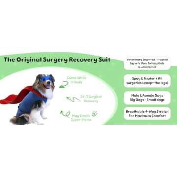 SurgiSnuggly Veterinary Invented Dog Surgical Recovery Suit for Female Spay, Male Dogs Neuters Onesie,Cone Alternative,The Onesie Bodysuit for After Surgery Small, Medium, Large Dogs PI XLL