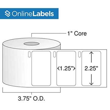 2.25 x 1.25 Removable Labels for DYMO Printers - 1,000 Labels Per Roll, 4 Rolls Totaling 4,000 Label...