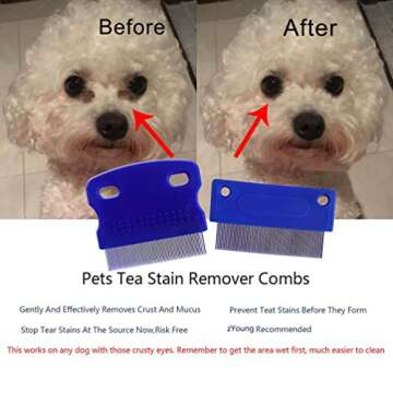 zYoung Tear Stain Remover Dog Grooming Comb - Gently Removes Mucus, Crust, and Eye Stains for Pets