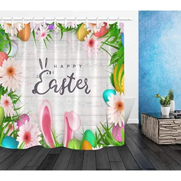 LB Happy Easter Shower Curtain Set for Festive Bathrooms