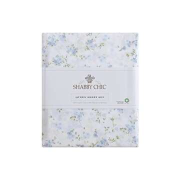 Shabby Chic King Organic Cotton Sheets Set Gingham Blue