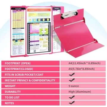 Nursing Clipboard with Nursing and Medical Edition Cheat Sheets 3 Layers Aluminum Foldable Nurse Clipboard Nursing Student Essentials - Foldable Clipboard Nursing Nursing School Essentials