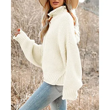 Shop Saodimallsu Women’s Turtleneck Pullover Sweater