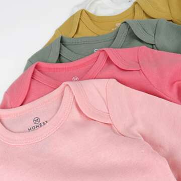HonestBaby Baby Organic Cotton Long Sleeve Bodysuits Multi Pack, Strawberry Ice, 0-3 Months (B502E)