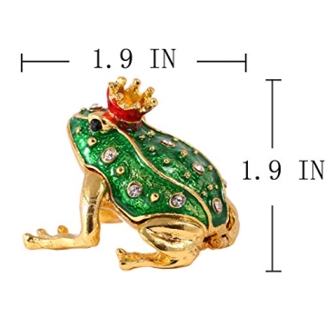 Crystal Jeweled Crown Frog Trinket Box for Jewelry