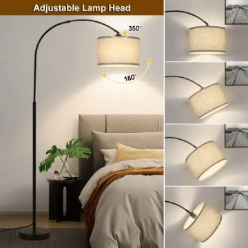 Elegant Arc Floor Lamp with Adjustable Shade for Living Rooms