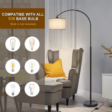 Elegant Arc Floor Lamp with Adjustable Shade for Living Rooms