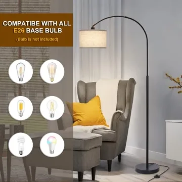 Elegant Arc Floor Lamp with Adjustable Shade for Living Rooms