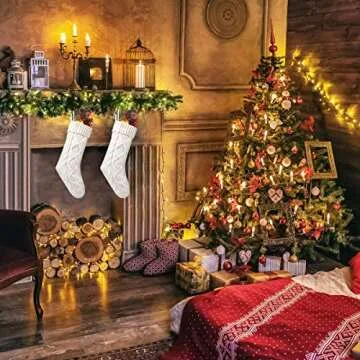 Fesciory Christmas Stockings, 2 Pack 18 Inches Cable Knitted Large Size Stocking Gifts & Decorations...