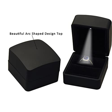 LED Ring Jewelry Gift Box for Proposal Wedding, Birthday...Luxury LED Black Color Ring Jewelry Gift Box with Light for Women for Men (Black Ring Box)