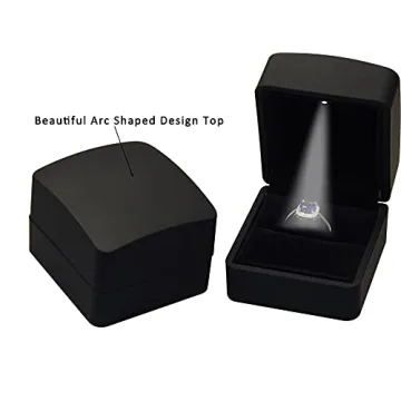 LED Ring Jewelry Gift Box for Proposal Wedding, Birthday...Luxury LED Black Color Ring Jewelry Gift Box with Light for Women for Men (Black Ring Box)