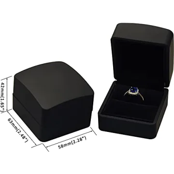 LED Ring Jewelry Gift Box for Proposal Wedding, Birthday...Luxury LED Black Color Ring Jewelry Gift Box with Light for Women for Men (Black Ring Box)