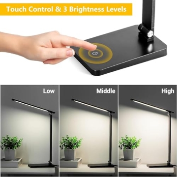 LED Desk Lamp USB Charging 3 Dimmable Levels Eye Protection