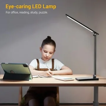 LED Desk Lamp USB Charging 3 Dimmable Levels Eye Protection
