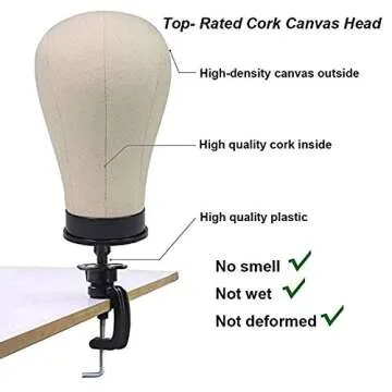 huahuo Canvas Block Head for Wig Styling and Display
