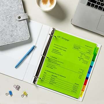 Avery Dividers for 3 Ring Binders, 8-Tab Binder Dividers, Plastic Binder Dividers, Insertable Big Tabs, Multicolor, 1 Set (11901)