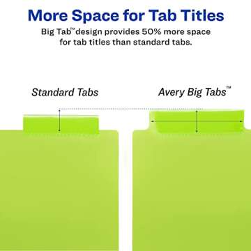 Avery Dividers for 3 Ring Binders, 8-Tab Binder Dividers, Plastic Binder Dividers, Insertable Big Tabs, Multicolor, 1 Set (11901)