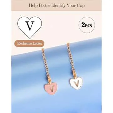 OriJoy Letter Accessories for Stanley Cup, 2PCS Name ID Letter Handle for Stanley/Simple Modern Tumbler, Heart Shape Initial Identification （V）