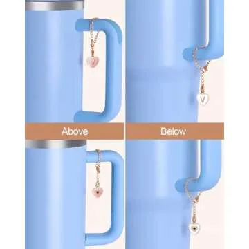 OriJoy Letter Accessories for Stanley Cup, 2PCS Name ID Letter Handle for Stanley/Simple Modern Tumbler, Heart Shape Initial Identification （V）