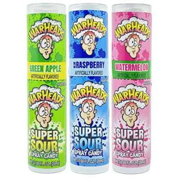 Sour Candy Spray Comes in Three Different Flavors Green Sour Apple, Blue Raspberry Blast, Sour Watermelon, (Pack of 3, Total of 2.04oz)