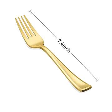 N9R Gold Plastic Forks 72Pcs for Parties and Events