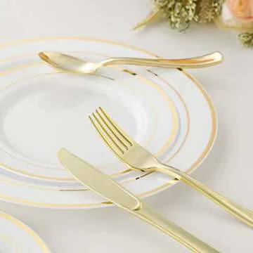 N9R Gold Plastic Forks 72Pcs for Parties and Events
